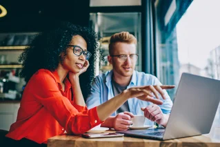 couple looking at computer